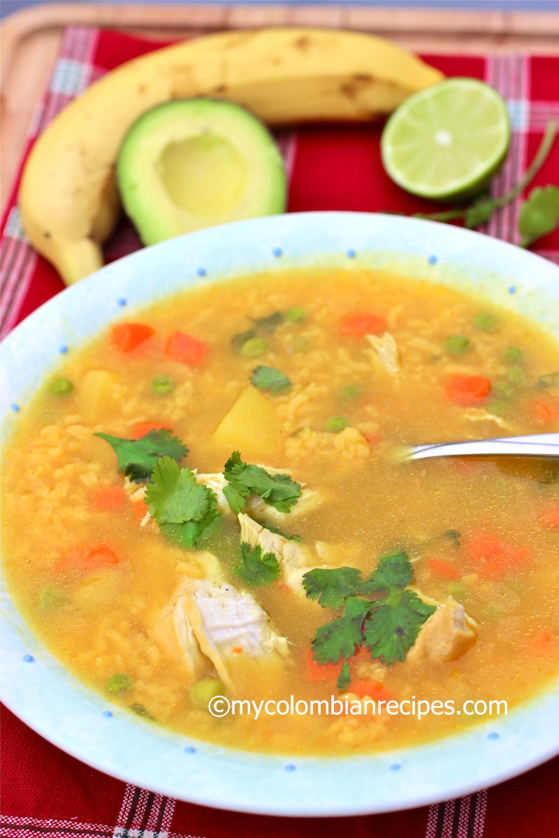 Sopa de Arroz con Pollo-Colombian Chicken and Rice Spoup